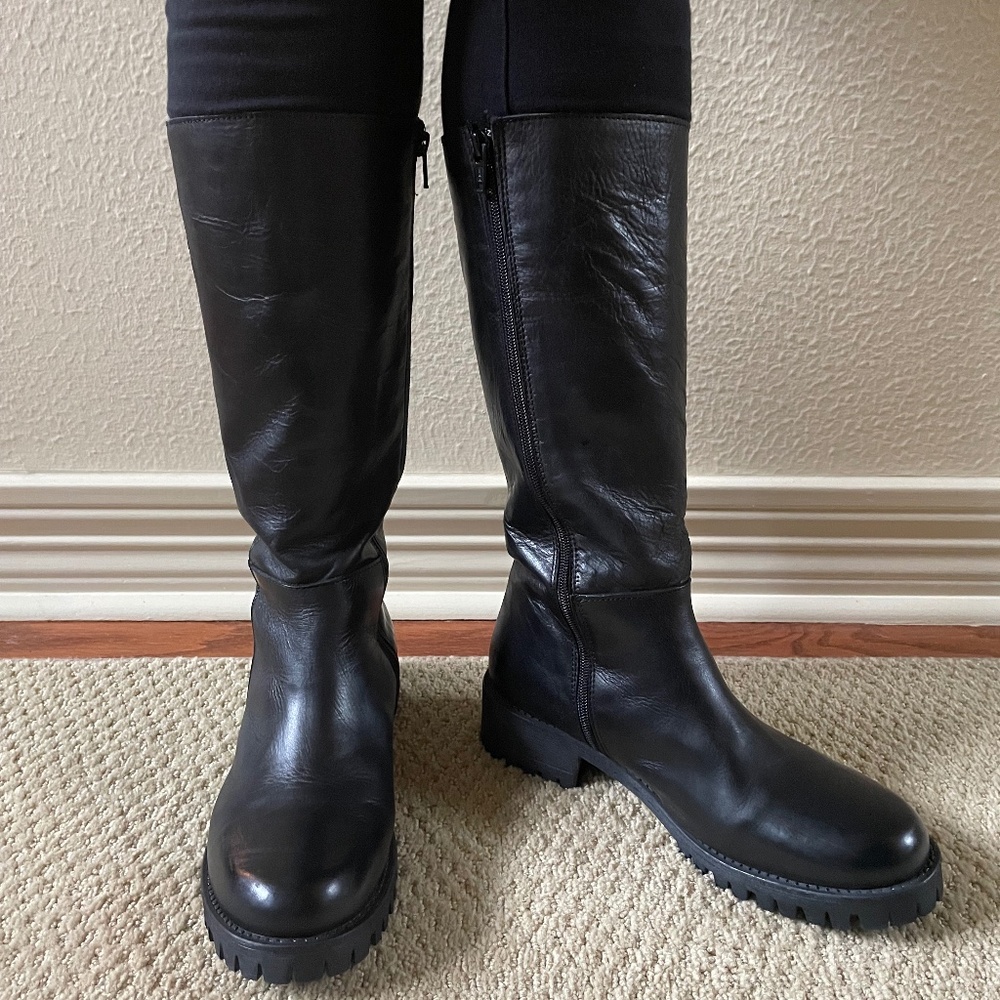 Fabrizo Chini Black Leather Moto Boots (8 US)
